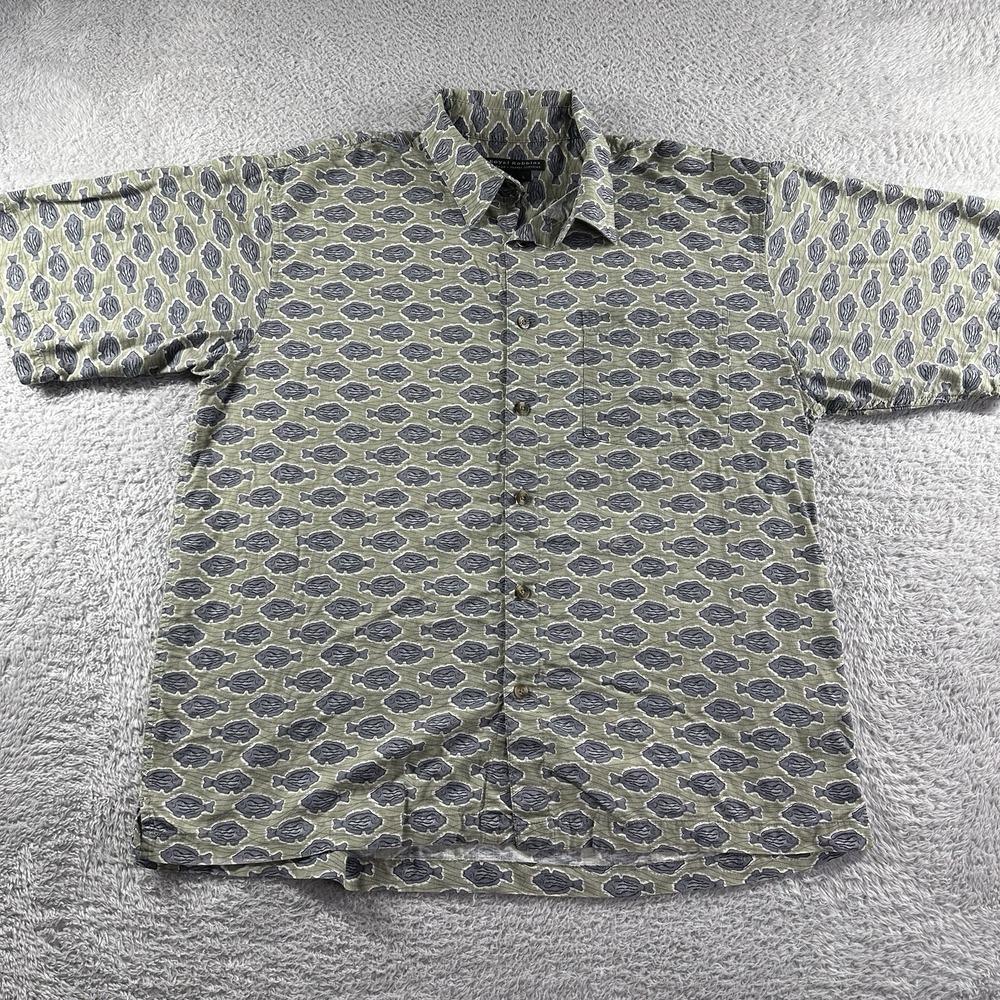 Royal Robbins Shirt Mens Large Fish Pattern‎ AOP Outdoors Travel Button Up